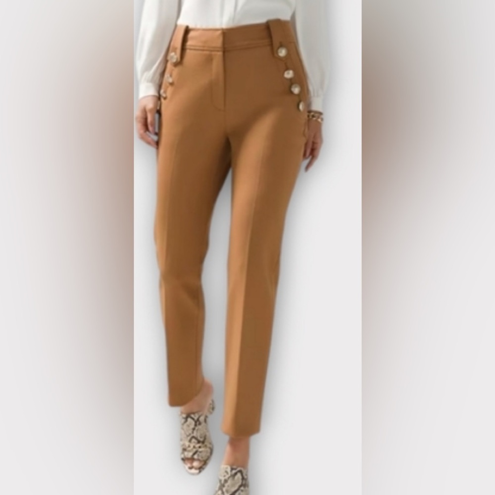 White House Black Market Tan Pants with Gold Buttons - Picture 9 of 9